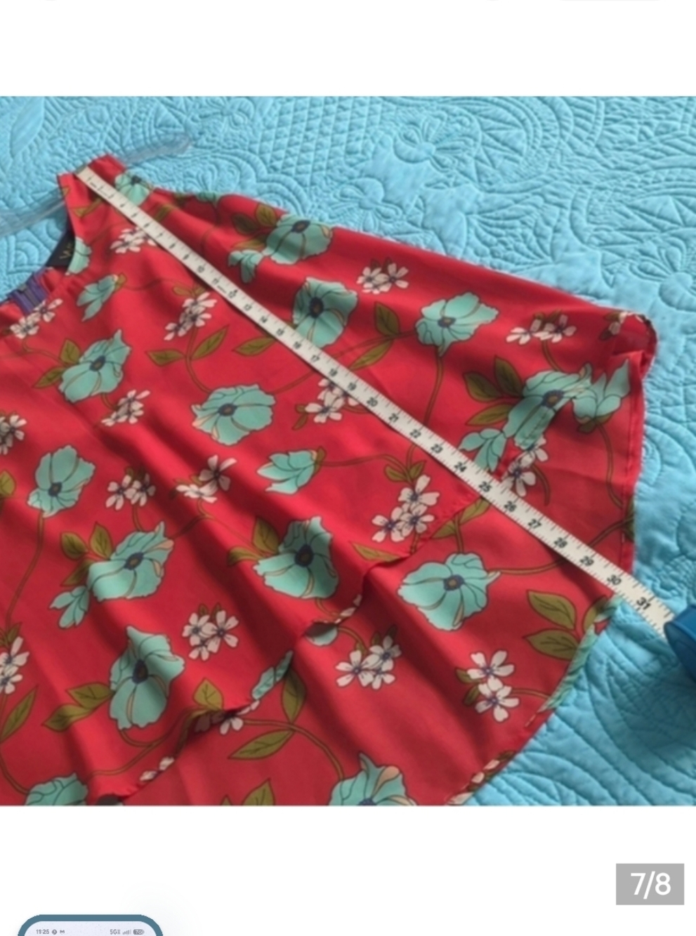 W5 Coral-Red Floral Sleeveless Cami Top Flowers Medium A-line Silhouette - Picture 8 of 10